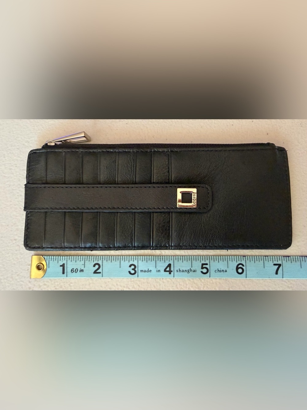 Lodis Black Leather Card Holder with Gold Accent
